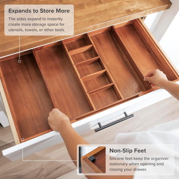 Acacia Utensils & Junk Drawer Organizer (Expands 18.5-33in) - Image 6