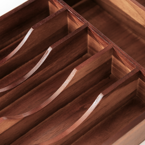 Rounded Silverware Drawer Organizer - Acacia - Image 8